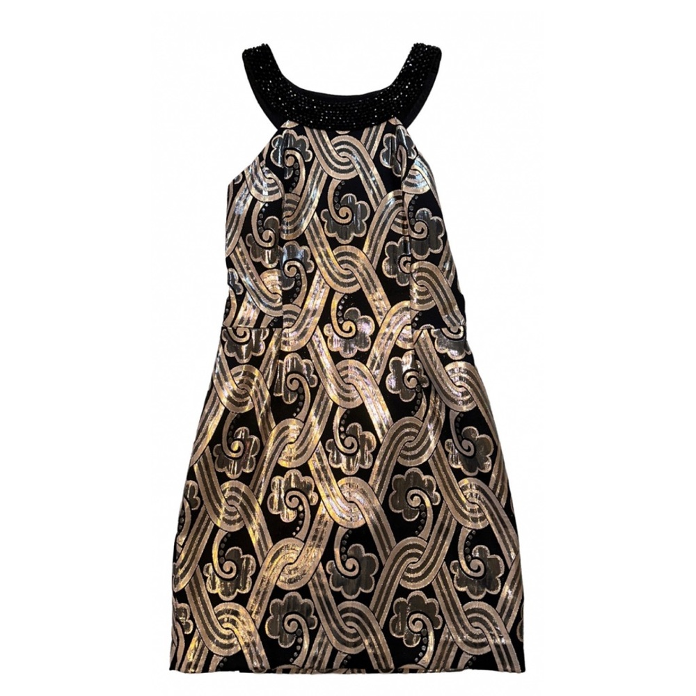 Lilly Pulitzer sleeveless metallic black/gold mini dress- Size 6. No rips/flaws.